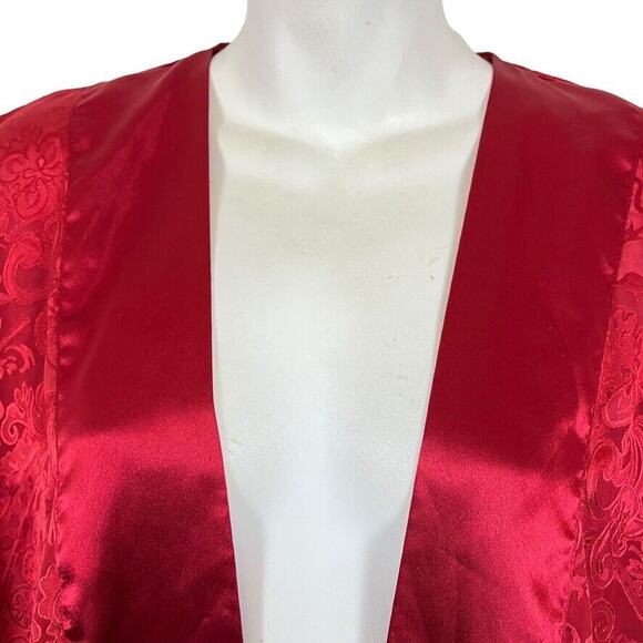 Victorias Secret Gold Label Vintage Red Satin Floral Sleepwear Lounge Robe O/S - Picture 8 of 16